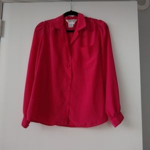 💙 vintage messages hot pink silky button down